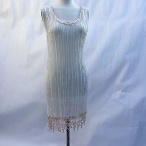 Slip Dress Bohemian Ivory Permanent Crinkle Size M NEW